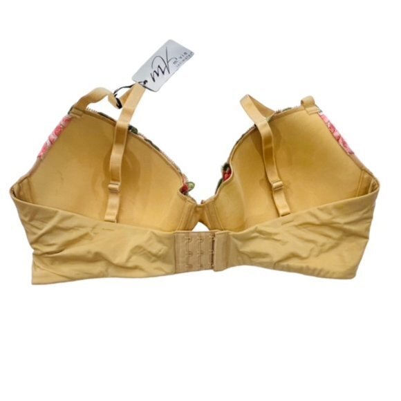 M. VIE INTIMATES Padded Bra Size 38D Beige Mesh Floral Embroidery New with Bag - Picture 6 of 10